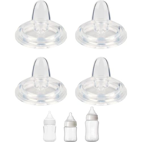Sippy Nipples for Evenflo Balance Wide Neck Bottles, Soft 100% Silicone Wide Neck Spout Nipples, 6m+, 4 Count