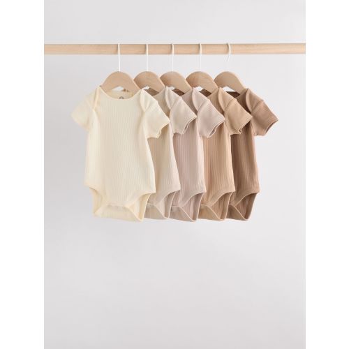 Cream Baby Short Sleeve Bodysuits 5 Pack