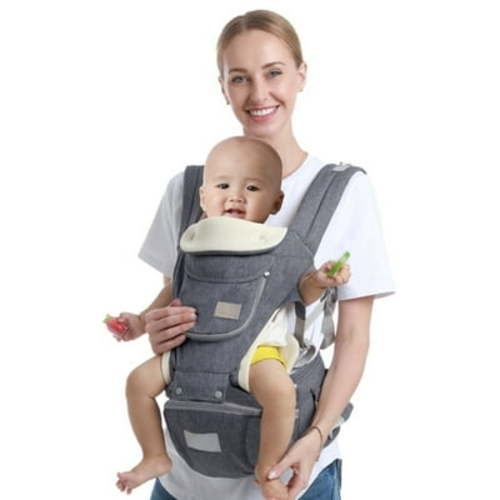 Baby Carrier Newborn to Toddler with Hood All Position Baby Hip Carrier, 3-in-1 Ergonomic Infant Carrier Soft Baby Holder 3 to 36 Months,4 Season/All Seasons (Dark Grey)