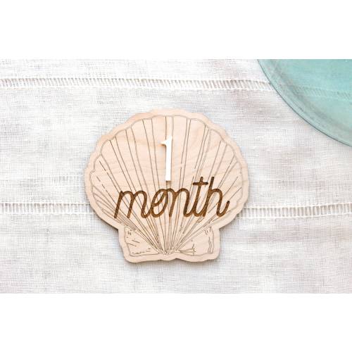 Boho Ocean Seashell Wooden Baby Milestone Signs | Beachy Coming Soon | Shower Gift Idea | Birth Announcement Decor | Coastal Growth Tracker
