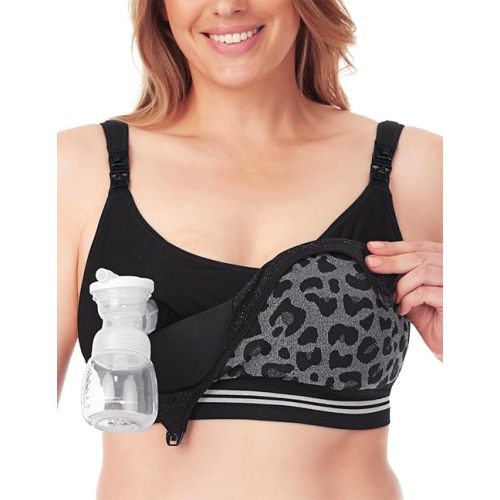 Momcozy Pumping Bra Hands Free | Seamless Nursing Bras for Pumping | Breast Pump Bra with Fixed Padding, Wireless