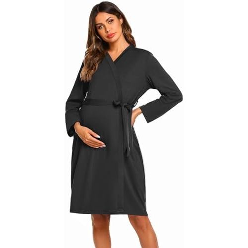 Ekouaer Maternity Robe Labor Delivery Nursing Gown Hospital Breastfeeding Dress Bathrobes