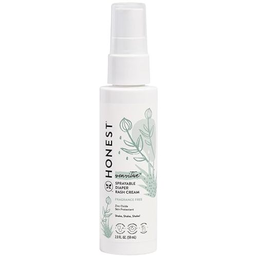 The Honest Company Baby Diaper Rash Cream Spray, Moisturizing, Calming Zinc Oxide, Hypoallergenic, Dermatologist Tested, Cruelty-Free, 2 fl oz