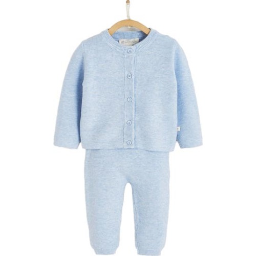 Premium Peruvian Pima Cotton My First Knit Knitted Cardigan & Pants Set for Infant, 6-9M
