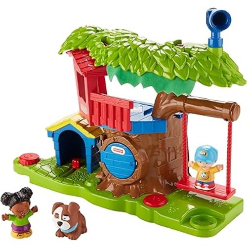 Fisher-Price Little People Toddler Musical Toy Swing & Share Treehouse Playset with 3 Figures for Pretend Play Ages 1+ Years