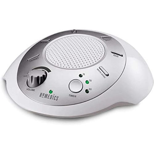 HoMedics White Noise Sound Machine | Portable Sleep Therapy for Home, Office, Baby & Travel | 6 Relaxing & Soothing Nature Sounds, Battery or Adapter Charging Options, Auto-Off Timer Sound Spa - Silver