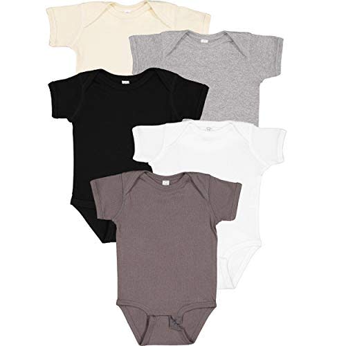 RABBIT SKINS Baby Bodysuit Girl & Boy | Newborn 0-3 Months to 24 Months 5-Pack Bulk Set, Snap Easy Closure