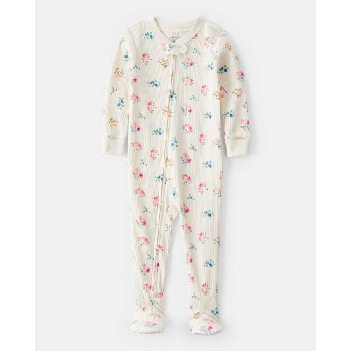 Baby Girl Floral Cotton Long-Sleeve Snug Fit 1-Piece Pajamas - White - Carter's | Carter's
