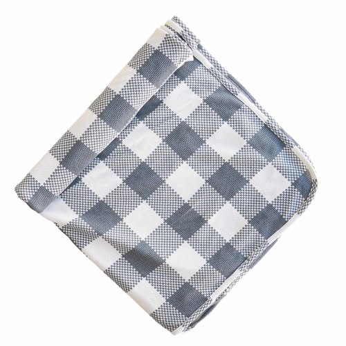 Big Check Waffle Bamboo Oversized Swaddle Blanket | Denim
