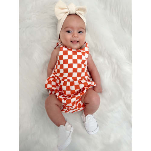 Tangerine Checkerboard / Organic Peplum Set
