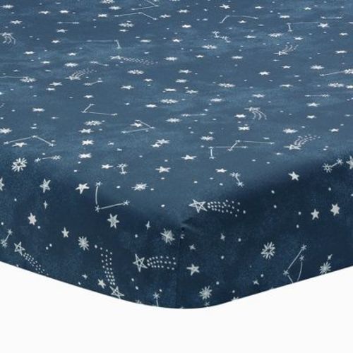 Lambs & Ivy Sky Rocket Blue Stars/galaxy/space 100% Cotton Fitted Crib Sheet
