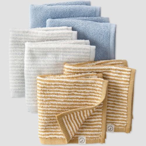 Baby 6pk Organic Cotton Washcloth Set - little planet by carter's Blue