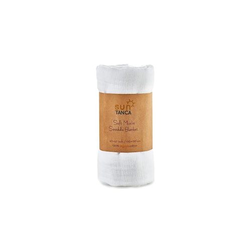 White Muslin Baby Swaddle Blanket – 100% Organic Cotton