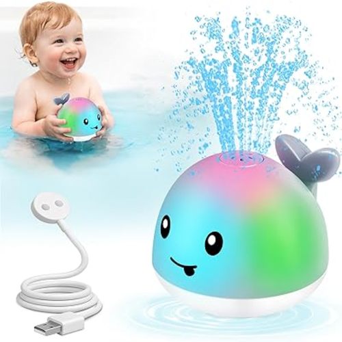 Original Magnetic Charging Whale Bath Toy, Light Up Baby Bath Toys for Kids Ages 1-3, Infant Baby Toy Bathtub Water Toy Sprinkler 1 2 3 Year Boys Girls Gifts Christmas Stocking Stuffers 6-12-18 Months