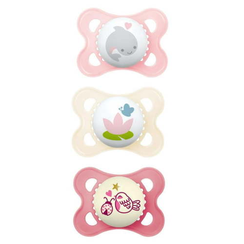 MAM Day & Night Pacifier, 0-6 Months, Girl, 3 pack