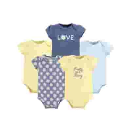 Hudson Baby Short Sleeve Bodysuits - 5-Pack - Cotton Essentials