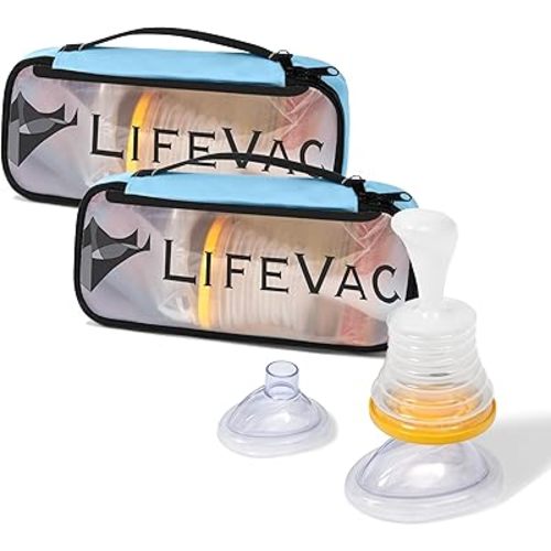 LifeVac Blue Travel Kit 2 Pack - Portable Suction Rescue Device, First Aid Kit for Kids and Adults, Portable Airway Suction Device for Children and Adults