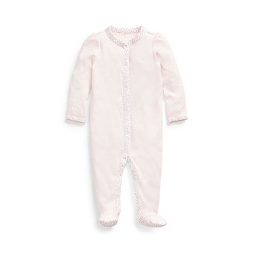 Baby Girls Cotton Floral Trim Coverall