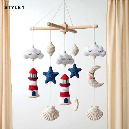 Custom Lighthouse Baby Mobile, Personalized Nautical Crib Mobile, Handmade Ocean Theme Nursery Decor, Crochet Sea Baby Mobile