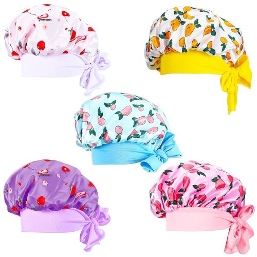 Eurzom 5 Pcs Kids Bonnet Long Satin Cap for Girls Boys Soft Baby Bonnet Curly Hair Braid Cap Tie Band for Dreadlocks Braid Afro,5 Styles(Medium)