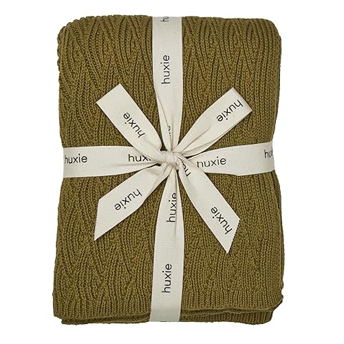 Knitted Organic Cotton Baby Blanket- Swaddle Blanket, 30" x 40" Soft Receiving Blanket for Newborn (Moss Green)
