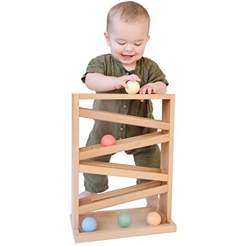 Montessori Ball Tracker Wooden Ball Drop - Wood Toys for 3 Year Old - Educational Toy for Baby and Toddler - Ramp Maze Run Track Toy - First Birthday Gift 18 Months