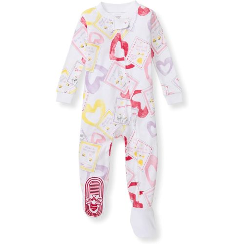 Burt's Bees Baby Baby Girls Sleeper Pajamas, 100% Organic Cotton, One-piece PJs, Diagonal Zip Up Jumpsuit, Snug Fit Footie