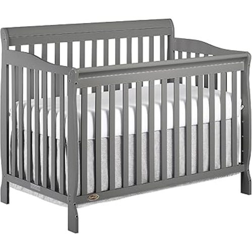 Dream On Me Ashton 4-in-1 Convertible Crib in Storm Grey, Greenguard Gold Certified