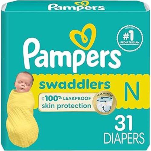 Pampers Baby Diapers - Swaddlers - Size 0, 31 Count, Ultra Absorbent Disposable Newborn Diaper