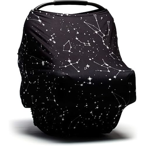 Moody Park Baby - Baby Carseat Cover - Ultra Soft and Stretchy Nursing Cover - 6-in-1 Multi-Use Carseat Cover Boy - Essentials for Baby Boy Baby Girl or Gender Neutral (Constellation)