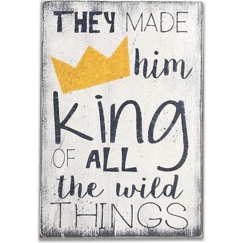 vintage sweet home decor Nursery Sign Where The Wild Things are Nursery King of All The Wild Things Wood Sign Navy and Yellow Nursery Nursery Wall Art Baby Gift Wood Plaque Coffee bar Christmas Thanksgiving present