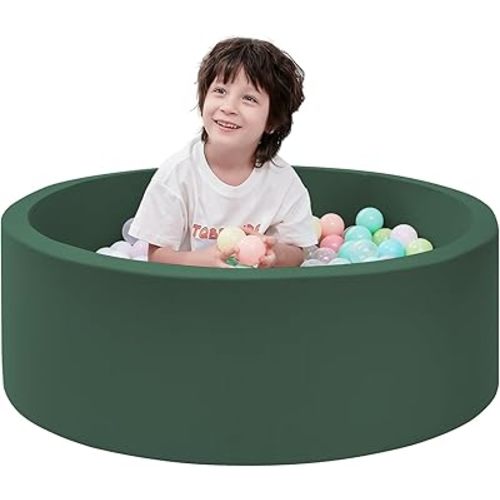 Foam Ball Pit, 35.4"x 11.8" Ball Pits for Toddlers, Soft Round Kiddie Baby Playpen Ball Pool for Kids, Ideal Gift for Babies Indoor and Outdoor Game, Green, (Balls not Included)