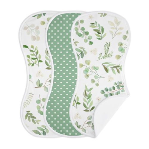 Sweet Jojo Designs Gender Neutral Baby Burp Cloths Botanical Leaf Green and White 3pc