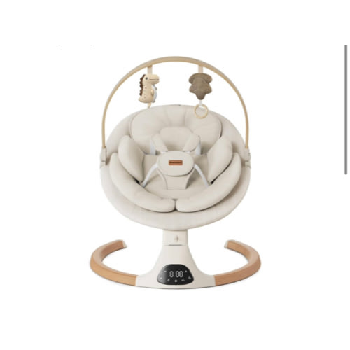 Baby Swings for Infants, Monamii Baby Swing, Infant Swing with 5 Speeds, 10 Lullabies, Electric Swing for Baby, Indoor & Outdoor Use (Beige)