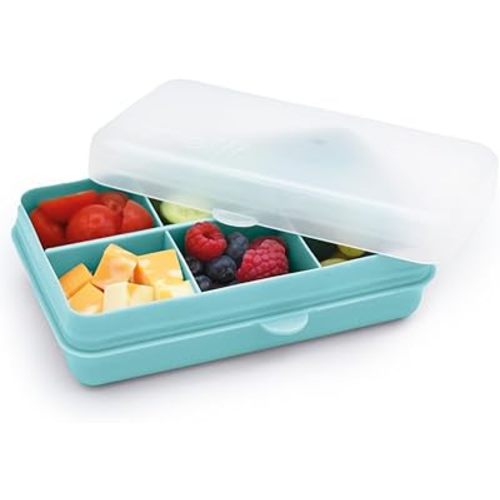 melii Mini Snackle Box – 6 Compartments, Divided Snack Container, Food Storage for Kids and Adults, Removable Dividers, Arts & Crafts, Beads, BPA-Free, Blue