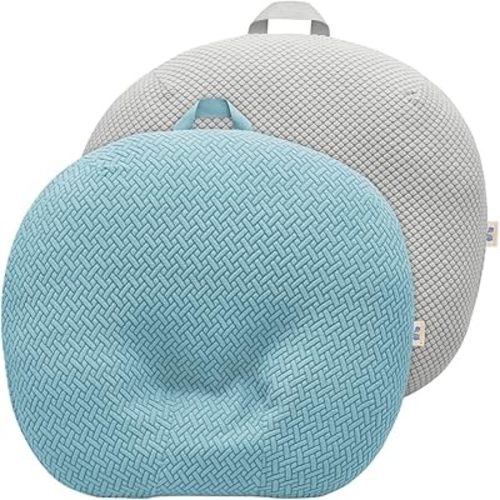 Strechy Newborn Lounger Cover, Removable and Ultra Soft Sung Fitted Baby Lounger Slipcover by BlueSnail (2 Pack, Lake Blue+Light Gray)