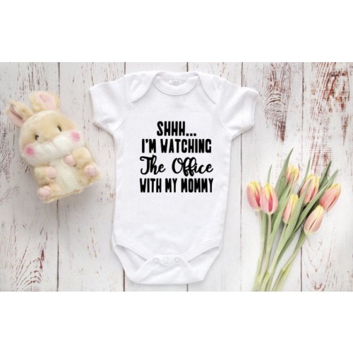 Shhh I'm watching THE OFFICE with my mommy, The Office Bodysuit, The Office Baby Gift, The Office Baby Clothing sale sale sale