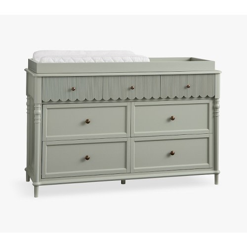 Chris Loves Julia 7-Drawer Scallop Changing Table (56w x 19d")