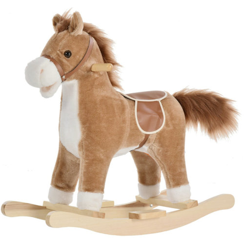 Redwood Rover Modern Style Rocking Animal On Wooden Rockers Baby Rocking Chair with Sounds | Wayfair