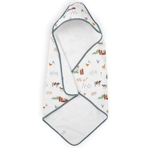 Little Unicorn Premium Infant Hooded Bath Towel| Soft & Absorbent Cotton & Terry Fabric for Newborns (Farmyard)