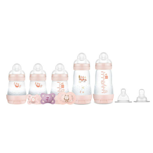 MAM Baby Bottle and Pacifier Matte Gift Set, Girl, 10 Pack