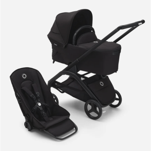 Bugaboo Dragonfly Bassinet Seat & Stroller - Black Chassis/Black Fabric/Black Canopy
