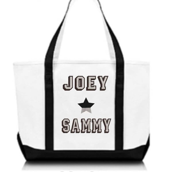 Canvas Tote - Black Stripe- Two Names and One Symbol Only – HipMonkeys