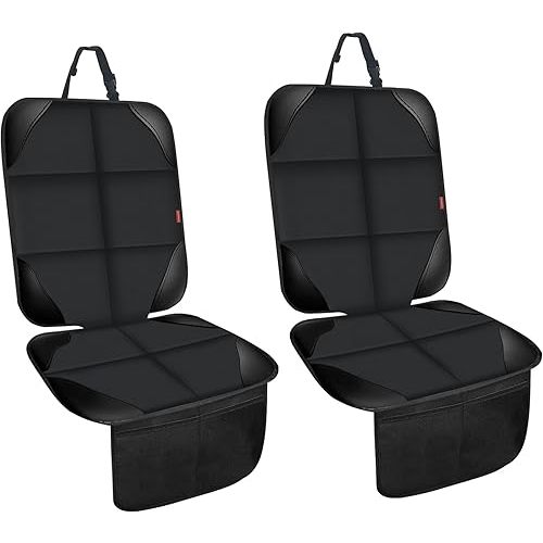 Car Seat Protectors for Child Car Seats,2 Pack Leather Seats Protectors with Non-Slip Bottom Large Mesh Pockets,Waterproof Leather and Fabric Car Seats for SUV, Sedan, Trunk