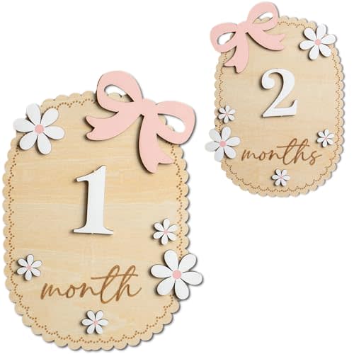 Baby Monthly Milestone Sign,1-12 Monthly Baby Milestone, Month Milestone Baby Girl, Baby Months Milestone, Newborn Photography Props Double-Sided (B13)