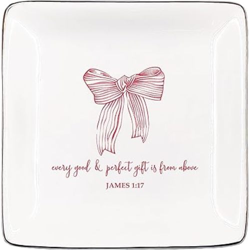 Preppy Jewelry Dish, Every Good Gift Is From Above Ring Dish for Girls Back to School Gift, Bow Tie Ceramic Jewelry Tray for Rings & Earring, Preppy Earring Tray Cowgirl Gift