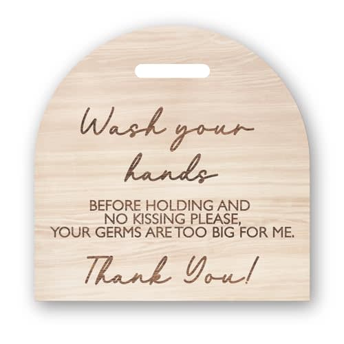 Please Do Not Touch or Kiss Baby Sign, Wood Please Do Not Touch Baby Sign, Wooden No Touching Baby Car Seat Sign or Stroller Tag, Do Not Touch Sign for Newborn Baby, New Baby Sign, New Born Sign, germ