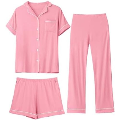 Rnxrbb 3 PCS Women Maternity Pajamas Set Nursing Postpartum Breastfeeding Pjs Sleepwear Lounger Clothes Button Down