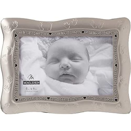Malden International Designs Ten Little Fingers, Ten Little Toes Pewter Picture Frame, 4x6, Silver