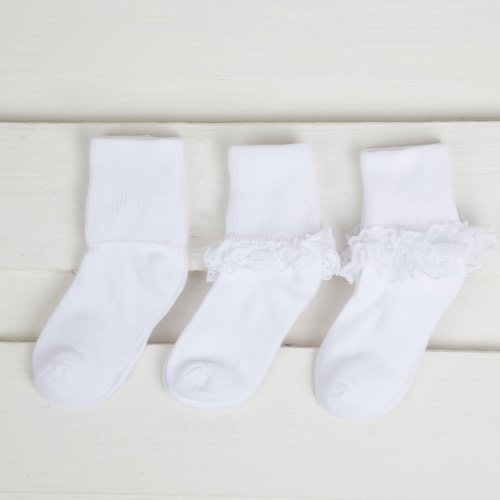 White Eyelet, Turn Cuff and Lace Socks (3 pack)